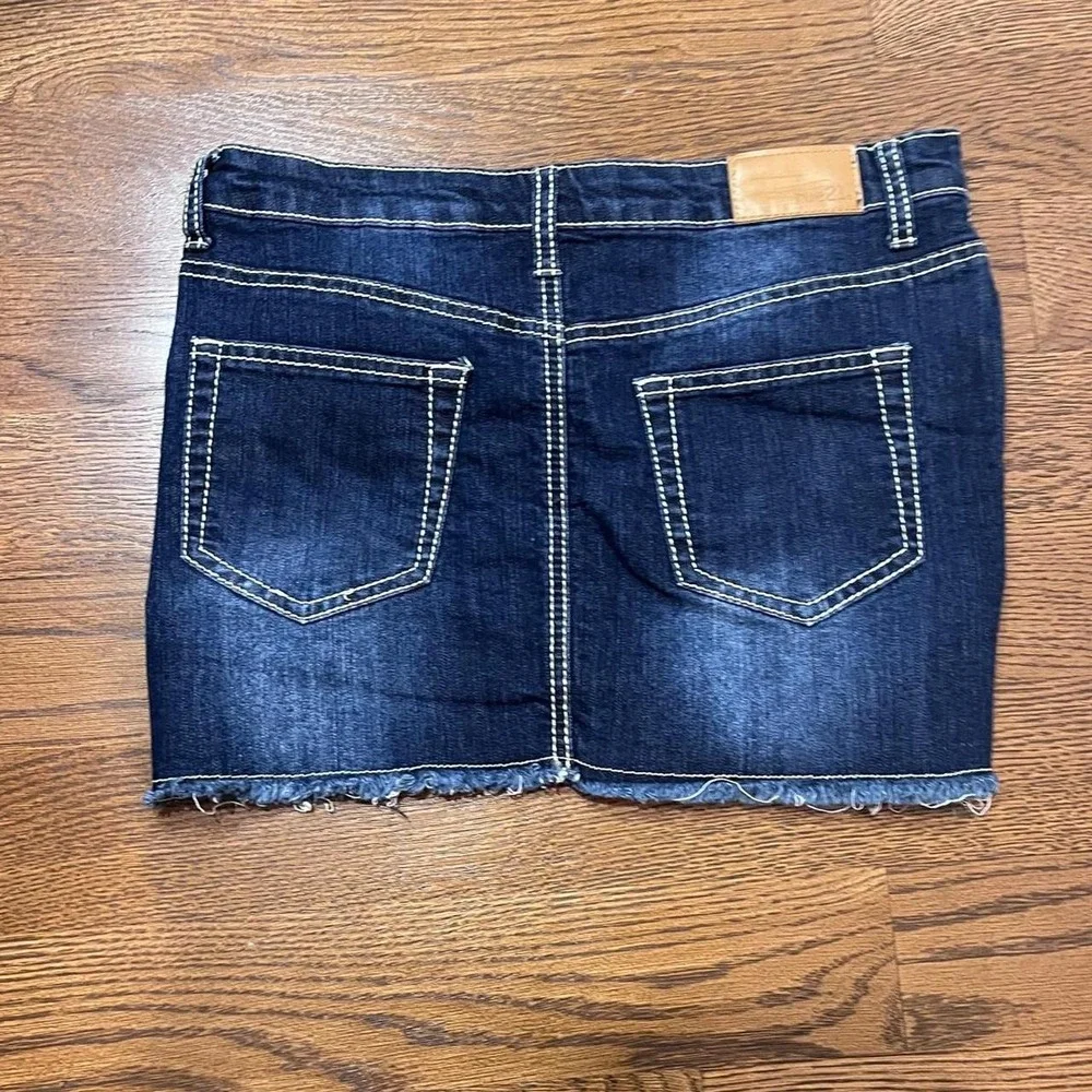 y2k dark wash low rise jean skirt size 3/4